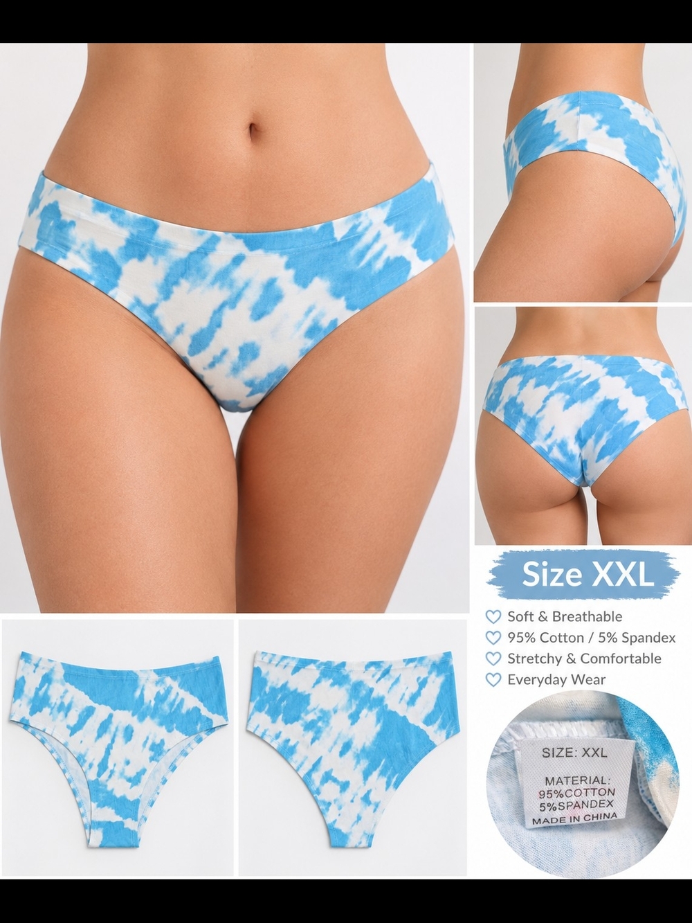 Blue & White Tie-Dye Bikini Briefs